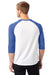 Alternative 5127BP/5127 Mens Vintage Keeper Baseball 3/4 Sleeve Crewneck T-Shirt White/Vintage Royal Blue Model Back