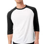 Alternative Mens Vintage Keeper Baseball 3/4 Sleeve Crewneck T-Shirt - White/Black
