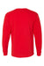 Bayside BA5060 Mens USA Made Long Sleeve Crewneck T-Shirt Red Flat Back