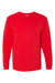 Bayside BA5060 Mens USA Made Long Sleeve Crewneck T-Shirt Red Flat Front