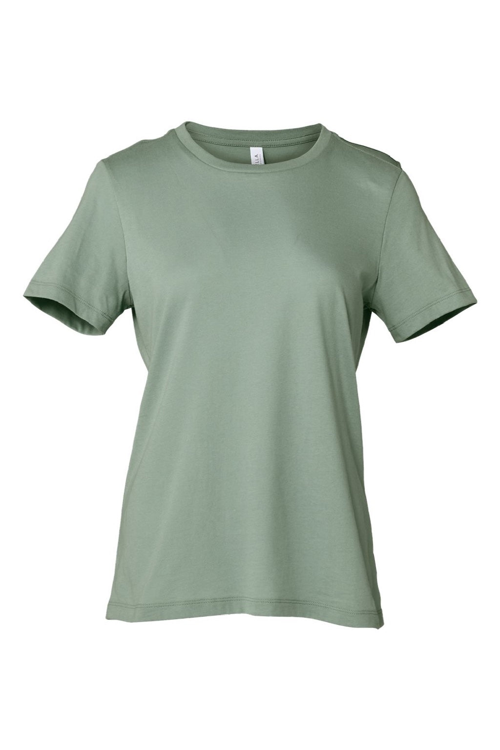Bella + Canvas BC6400/6400 Womens Relaxed Jersey Short Sleeve Crewneck T-Shirt Sage Green Flat Front