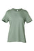Bella + Canvas BC6400/B6400/6400 Womens Relaxed Jersey Short Sleeve Crewneck T-Shirt Sage Green Flat Front