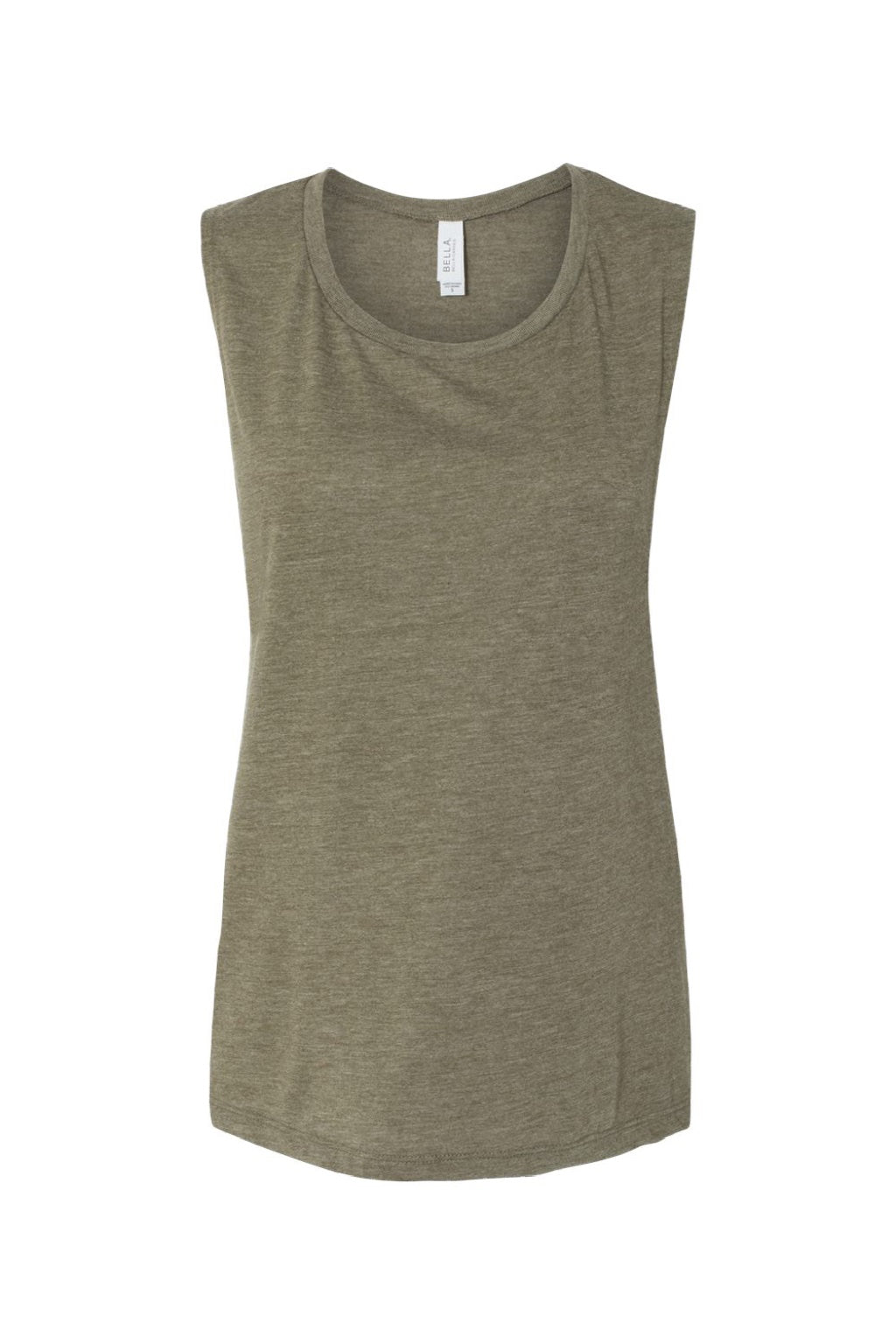 Bella + Canvas BC8803/8803 Womens Flowy Muscle Tank Top Heather Olive Green Flat Front