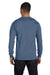Hanes 5186 Mens Beefy-T Long Sleeve Crewneck T-Shirt Denim Blue Model Back