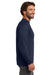 Hanes 5186 Mens Beefy-T Long Sleeve Crewneck T-Shirt Navy Blue Model Side