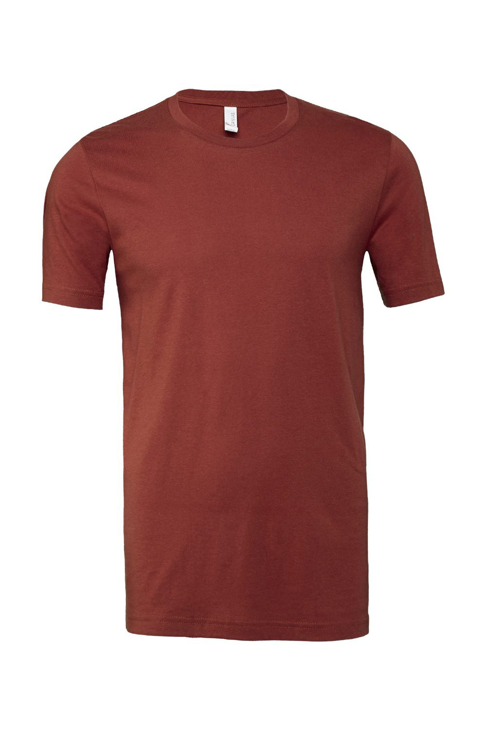 Bella + Canvas BC3001/3001C Mens Jersey Short Sleeve Crewneck T-Shirt Rust Red Flat Front