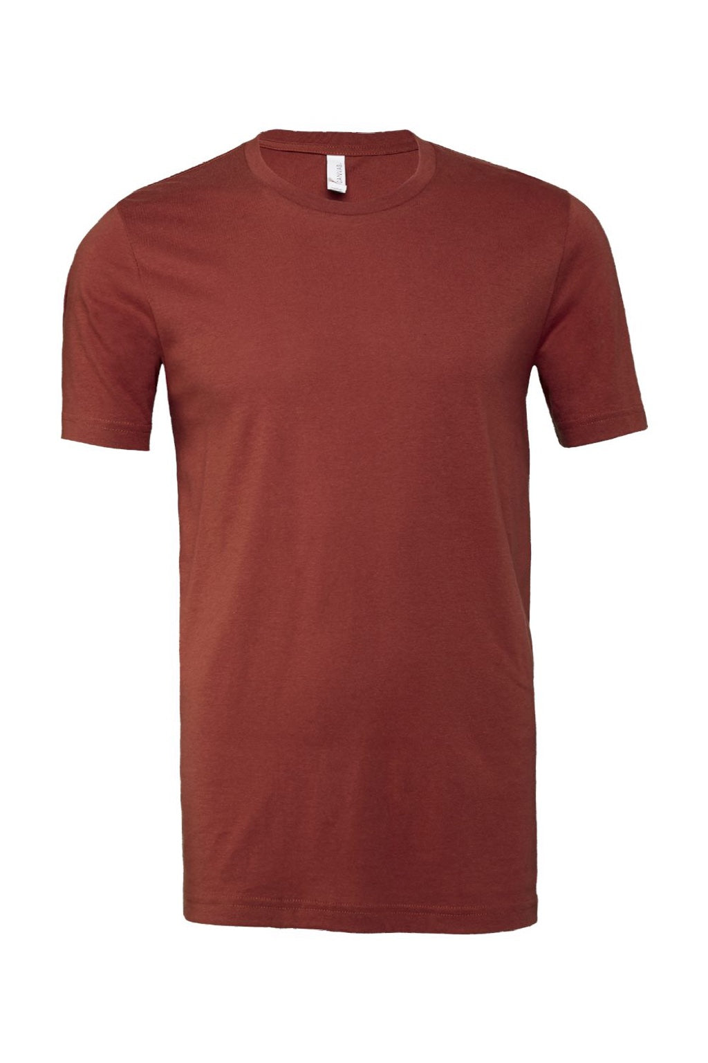 Bella + Canvas BC3001/3001 Mens Jersey Short Sleeve Crewneck T-Shirt Rust Red Flat Front