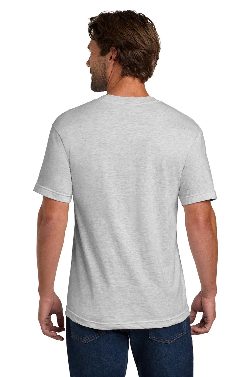 Hanes 5190 Mens Beefy-T Short Sleeve Crewneck T-Shirt w/ Pocket Ash Grey Model Back