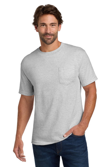 Hanes 5190 Mens Beefy-T Short Sleeve Crewneck T-Shirt w/ Pocket Ash Grey Model Front