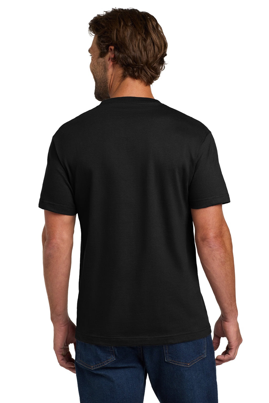 Hanes 5190 Mens Beefy-T Short Sleeve Crewneck T-Shirt w/ Pocket Black Model Back