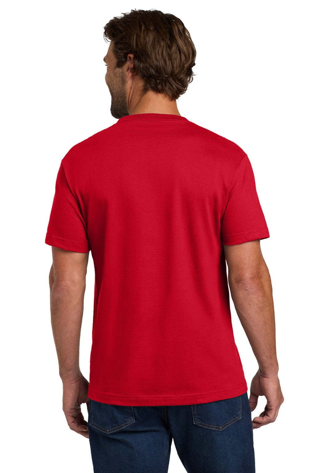 Hanes 5190 Mens Beefy-T Short Sleeve Crewneck T-Shirt w/ Pocket Deep Red Model Back