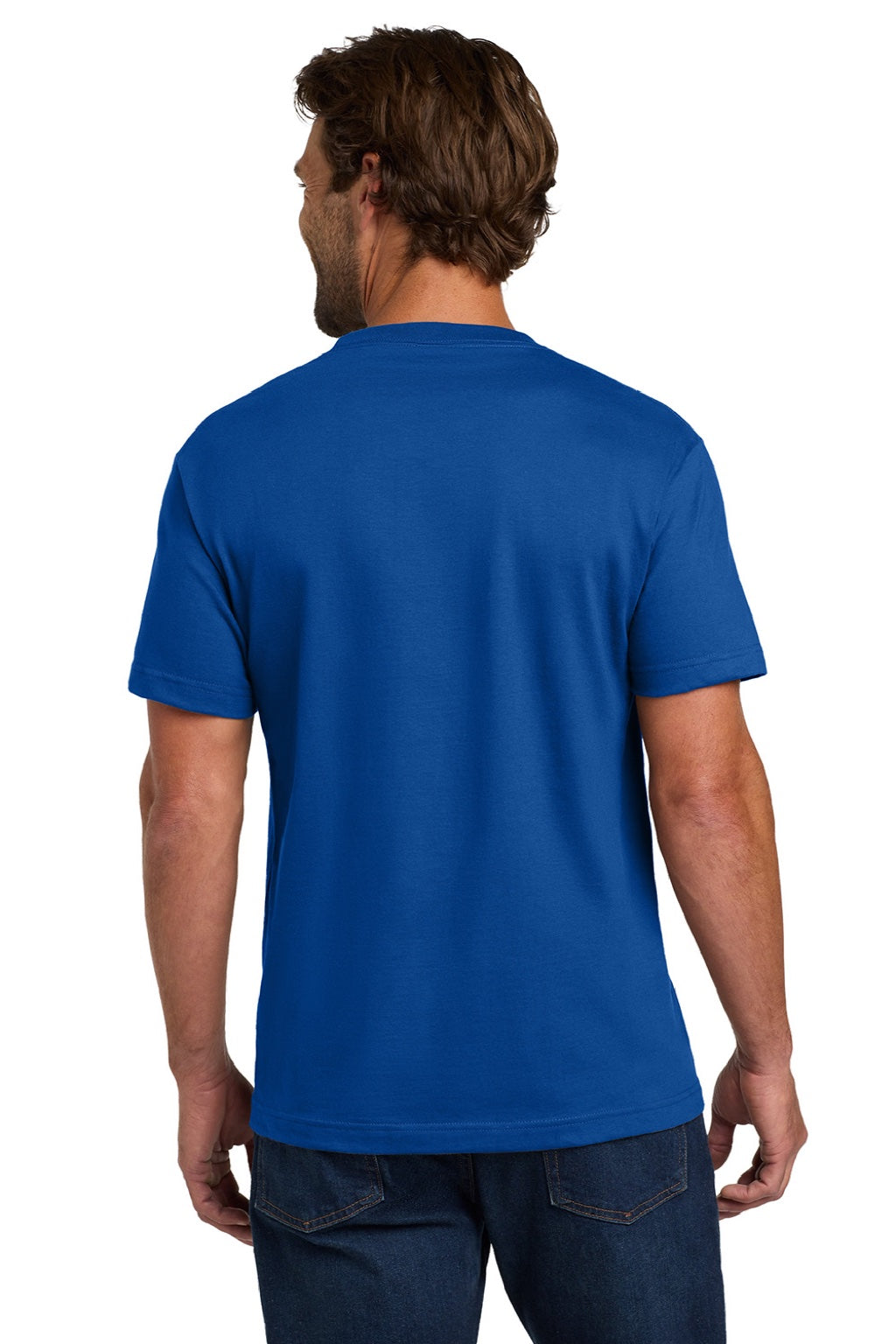 Hanes 5190 Mens Beefy-T Short Sleeve Crewneck T-Shirt w/ Pocket Deep Royal Blue Model Back