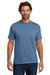 Hanes 5190 Mens Beefy-T Short Sleeve Crewneck T-Shirt w/ Pocket Denim Blue Model Front