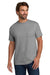 Hanes 5190 Mens Beefy-T Short Sleeve Crewneck T-Shirt w/ Pocket Light Steel Grey Model Front