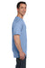 Hanes 5190 Mens Beefy-T Short Sleeve Crewneck T-Shirt w/ Pocket Light Blue Model Side
