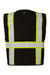 Kishigo B100-111 Unisex EV Series Enhanced Visibility Multi Pocket Mesh Vest Black/Lime Green Flat Back