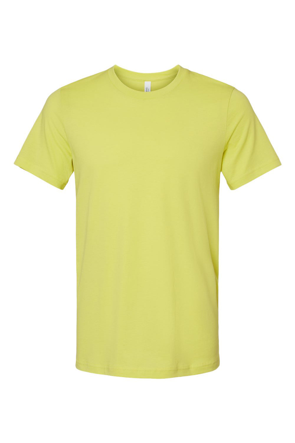 Bella + Canvas BC3001/3001C Mens Jersey Short Sleeve Crewneck T-Shirt Strobe Green Flat Front