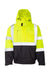 Kishigo JS121-122 Mens Waterproof Full Zip Hooded Bomber Jacket Lime Green Flat Front