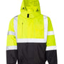 Kishigo Mens Waterproof Full Zip Hooded Bomber Jacket - Lime Green