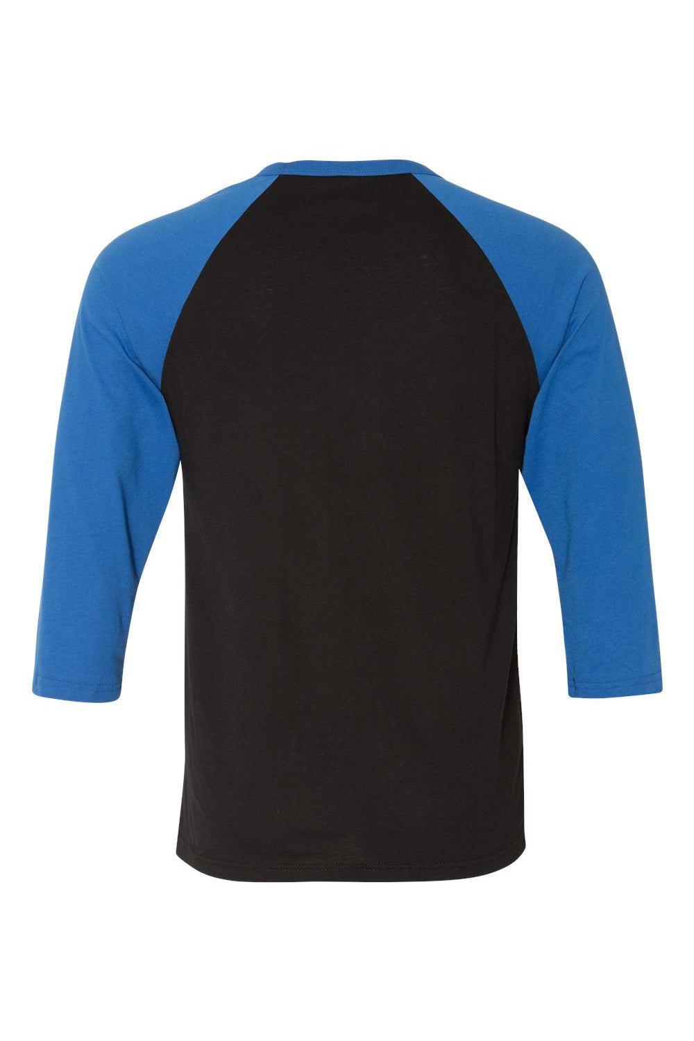 Bella + Canvas BC3200/3200 Mens 3/4 Sleeve Crewneck T-Shirt Black/Royal Blue Flat Back