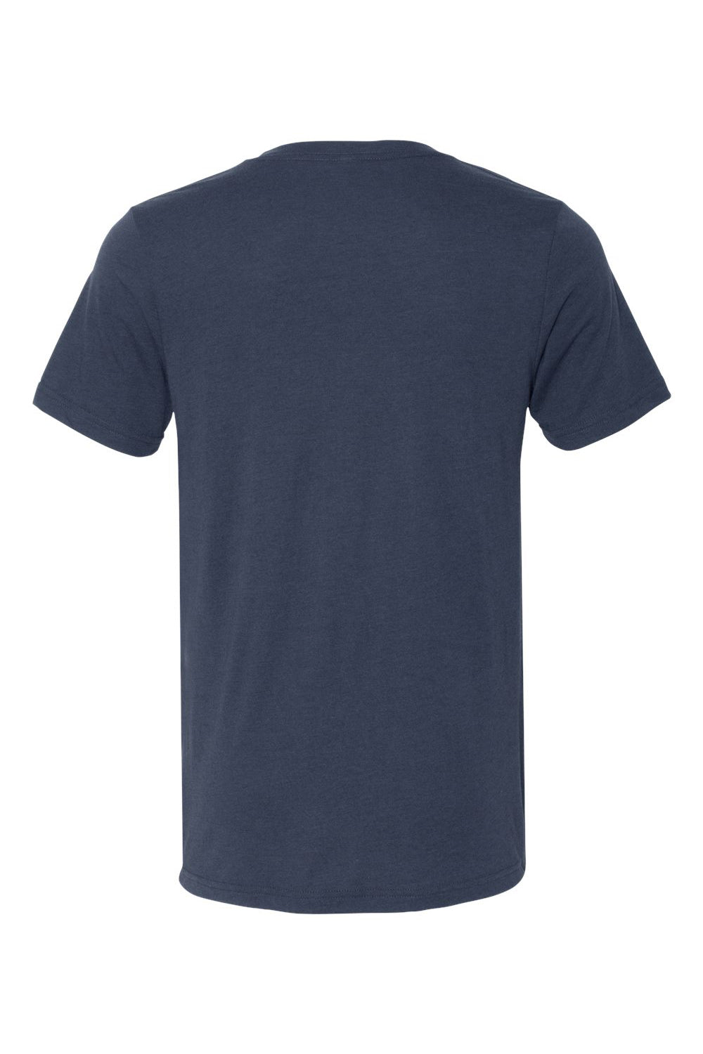 Bella + Canvas BC3415/3415C/3415 Mens Short Sleeve V-Neck T-Shirt Solid Navy Blue Flat Back