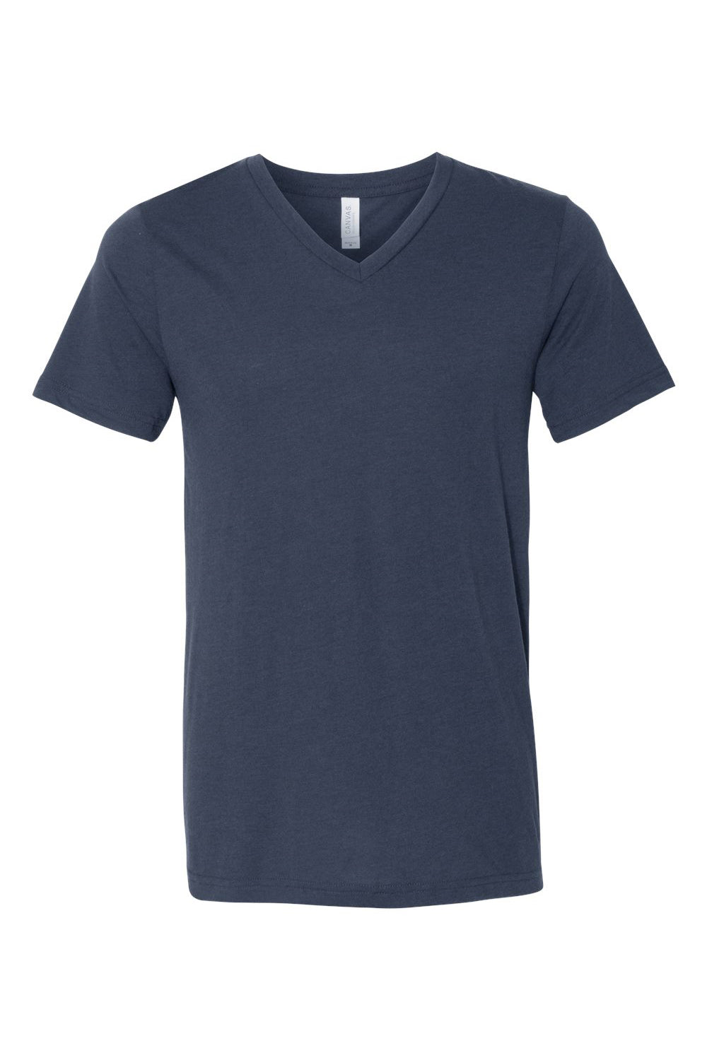 Bella + Canvas BC3415/3415C/3415 Mens Short Sleeve V-Neck T-Shirt Solid Navy Blue Flat Front