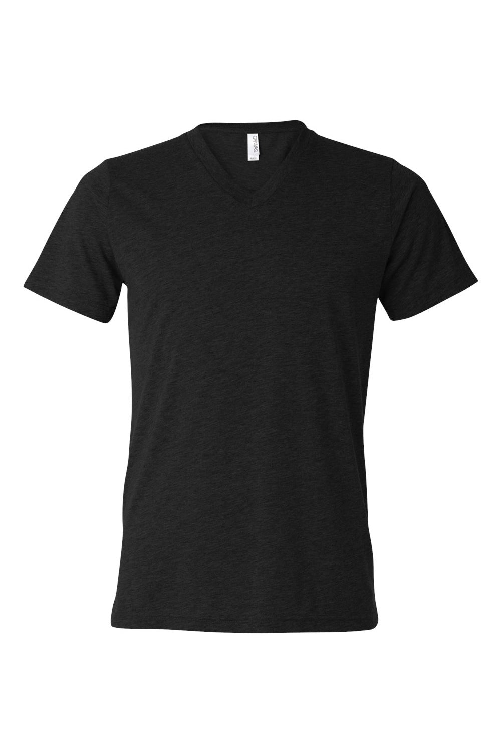 Bella + Canvas BC3415/3415C/3415 Mens Short Sleeve V-Neck T-Shirt Heather Black Flat Front