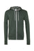 Bella + Canvas BC3739/3739 Mens Fleece Full Zip Hooded Sweatshirt Hoodie Heather Forest Green Flat Front