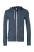 Bella + Canvas BC3739/3739 Mens Fleece Full Zip Hooded Sweatshirt Hoodie Heather Navy Blue Flat Front