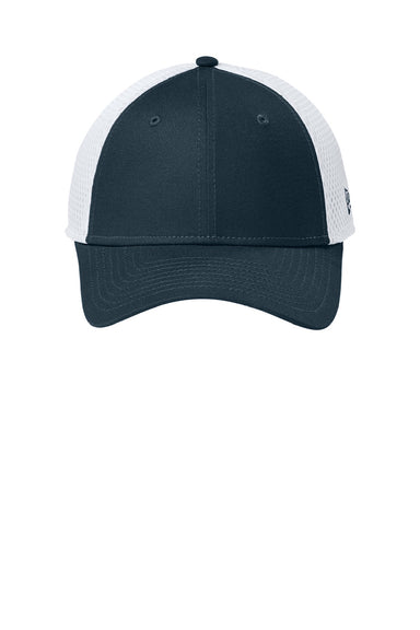 New Era Hats NE1020 Mens Stretch Fit Hat Flag Deep Navy Blue/White Flat Front