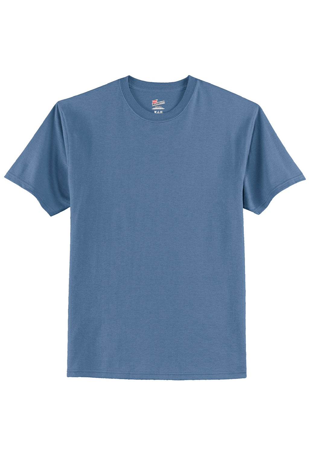 Hanes 5250 Mens Authentic Short Sleeve Crewneck T-Shirt Denim Blue Flat Front