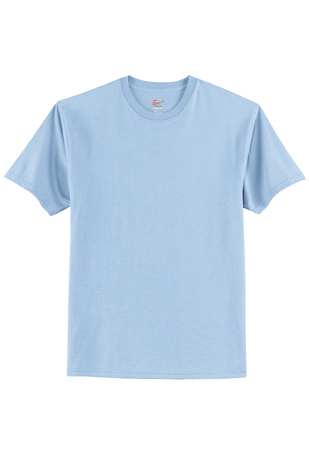 Hanes 5250 Mens Authentic Short Sleeve Crewneck T-Shirt Light Blue Flat Front