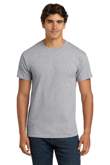 Hanes 5250 Mens Authentic Short Sleeve Crewneck T-Shirt Light Steel Grey Model Front