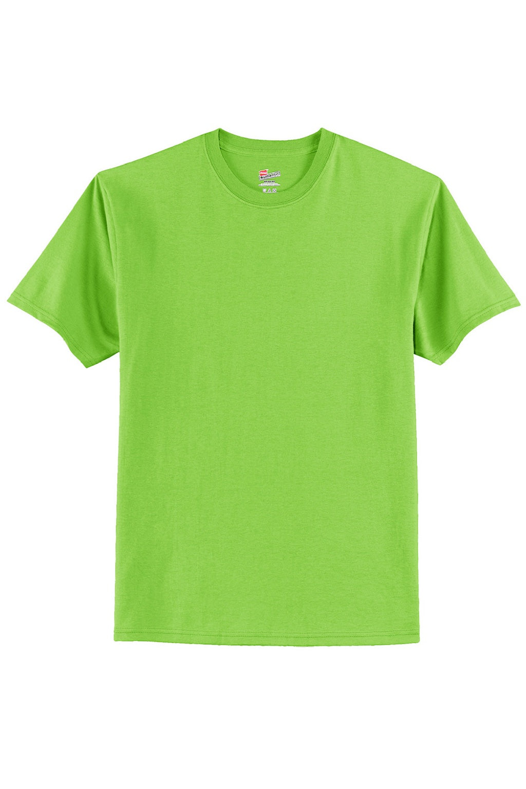 Hanes 5250 Mens Authentic Short Sleeve Crewneck T-Shirt Lime Green Flat Front