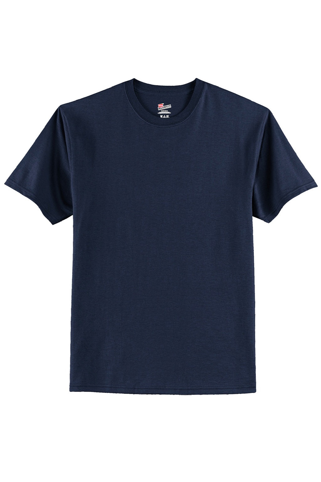 Hanes 5250 Mens Authentic Short Sleeve Crewneck T-Shirt Navy Blue Flat Front