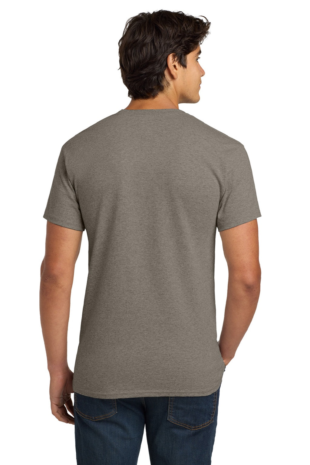 Hanes 5250 Mens Authentic Short Sleeve Crewneck T-Shirt Oxford Grey Model Back