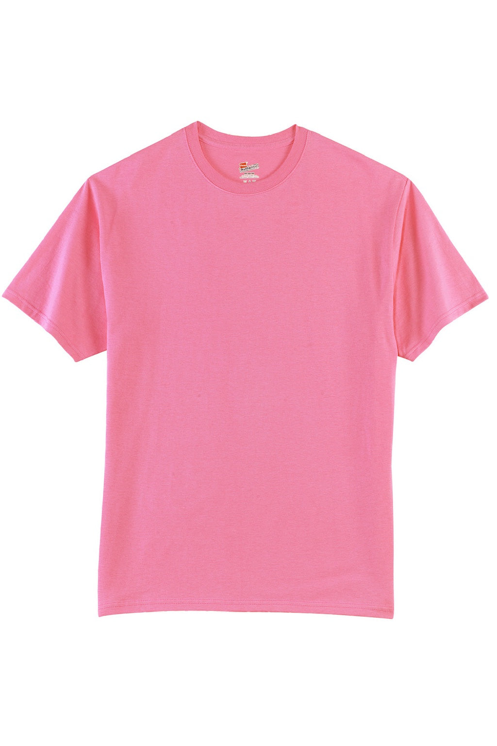 Hanes 5250 Mens Authentic Short Sleeve Crewneck T-Shirt Pink Flat Front