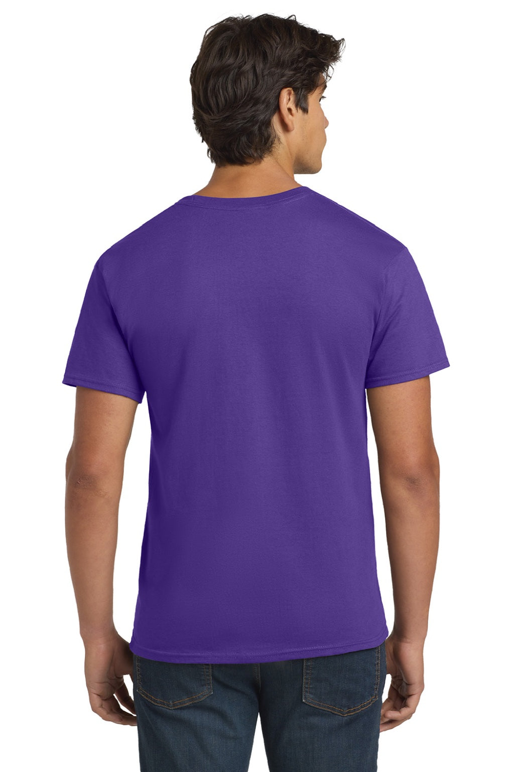 Hanes 5250 Mens Authentic Short Sleeve Crewneck T-Shirt Purple Model Back