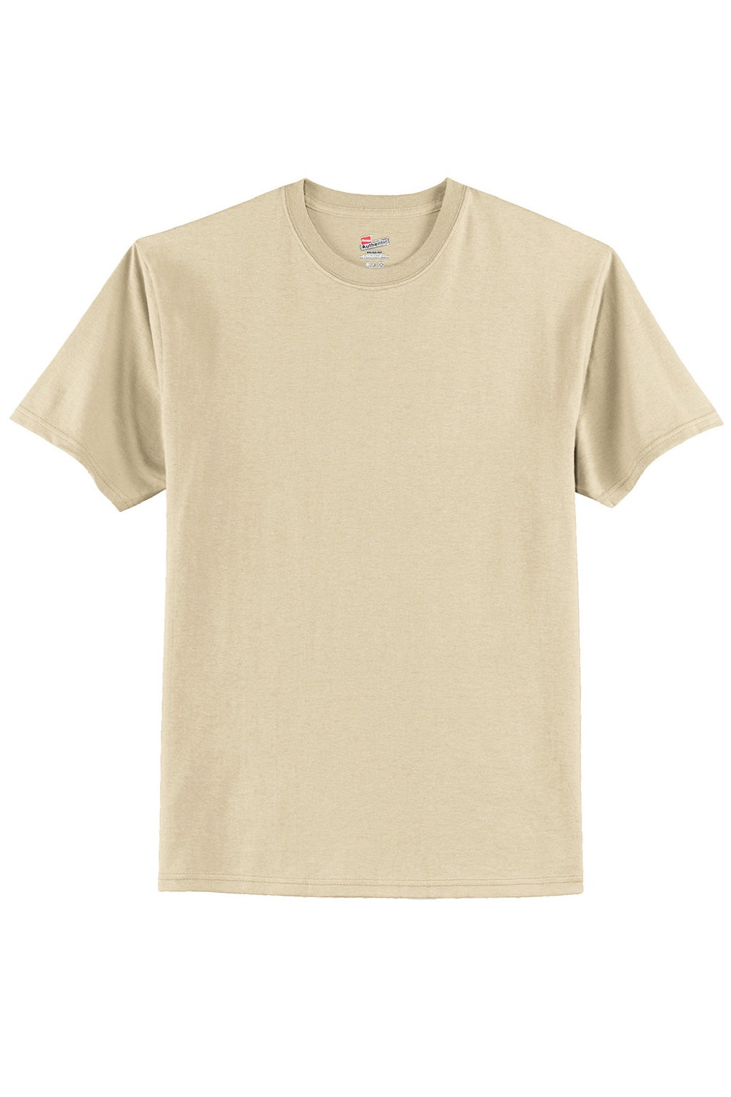 Hanes 5250 Mens Authentic Short Sleeve Crewneck T-Shirt Sand Flat Front