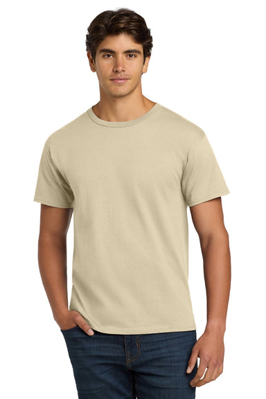 Hanes 5250 Mens Authentic Short Sleeve Crewneck T-Shirt Sand Model Front