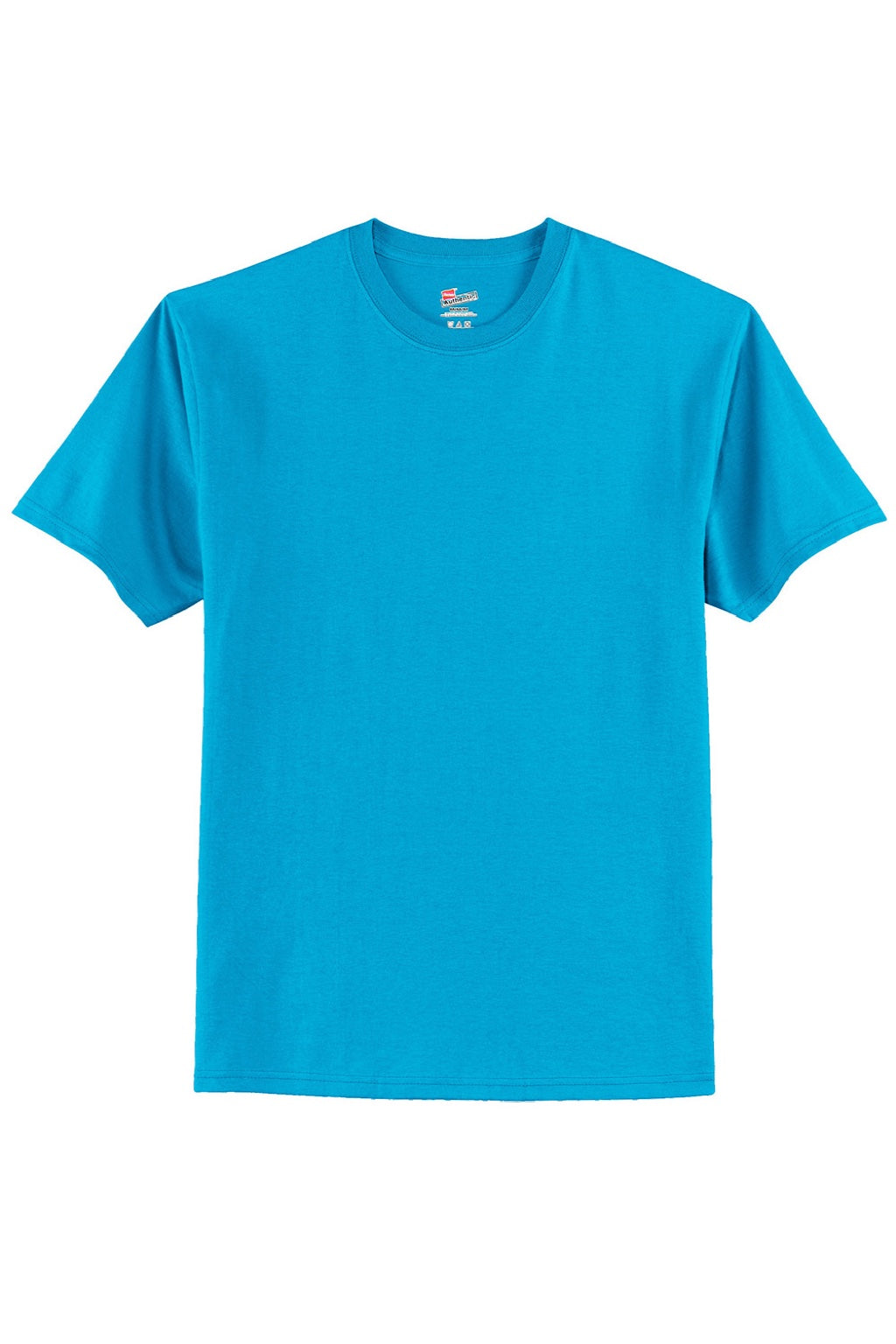 Hanes 5250 Mens Authentic Short Sleeve Crewneck T-Shirt Teal Blue Flat Front