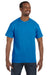 Hanes 5250 Mens Authentic Short Sleeve Crewneck T-Shirt Sapphire Blue Model Front