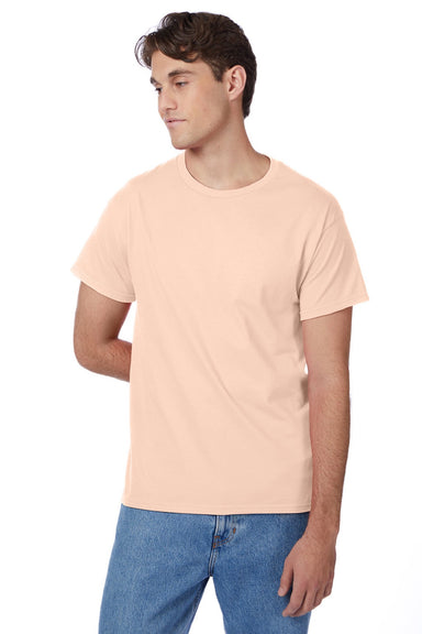 Hanes 5250 Mens Authentic Short Sleeve Crewneck T-Shirt Candy Orange Model Front