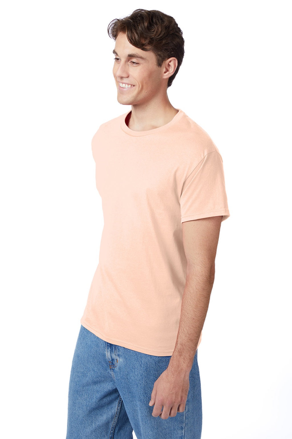 Hanes 5250 Mens Authentic Short Sleeve Crewneck T-Shirt Candy Orange Model 3Q