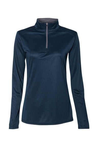 Badger 4103 Womens B-Core Moisture Wicking 1/4 Zip Pullover Navy Blue/Graphite Grey Flat Front