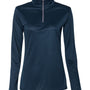 Badger Womens B-Core Moisture Wicking 1/4 Zip Sweatshirt - Navy Blue/Graphite Grey - NEW