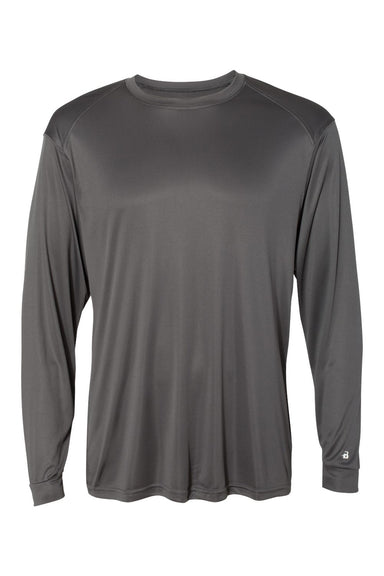 Badger 4004 Mens Ultimate SoftLock Moisture Wicking Long Sleeve Crewneck T-Shirt Graphite Grey Flat Front