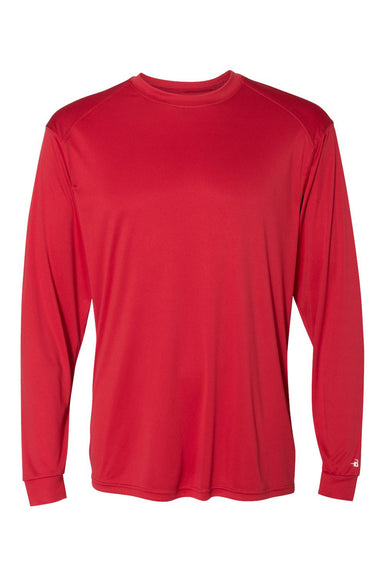 Badger 4004 Mens Ultimate SoftLock Moisture Wicking Long Sleeve Crewneck T-Shirt Red Flat Front