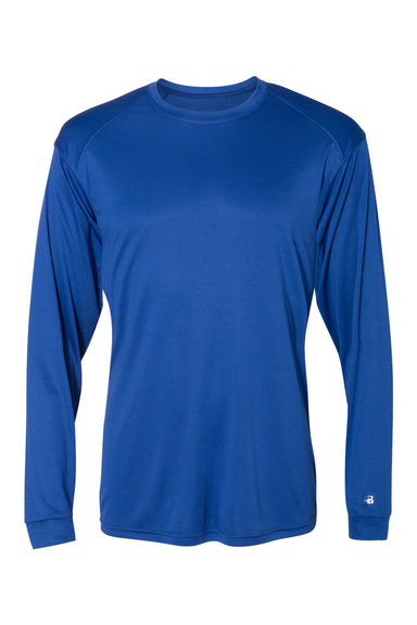 Badger 4004 Mens Ultimate SoftLock Moisture Wicking Long Sleeve Crewneck T-Shirt Royal Blue Flat Front