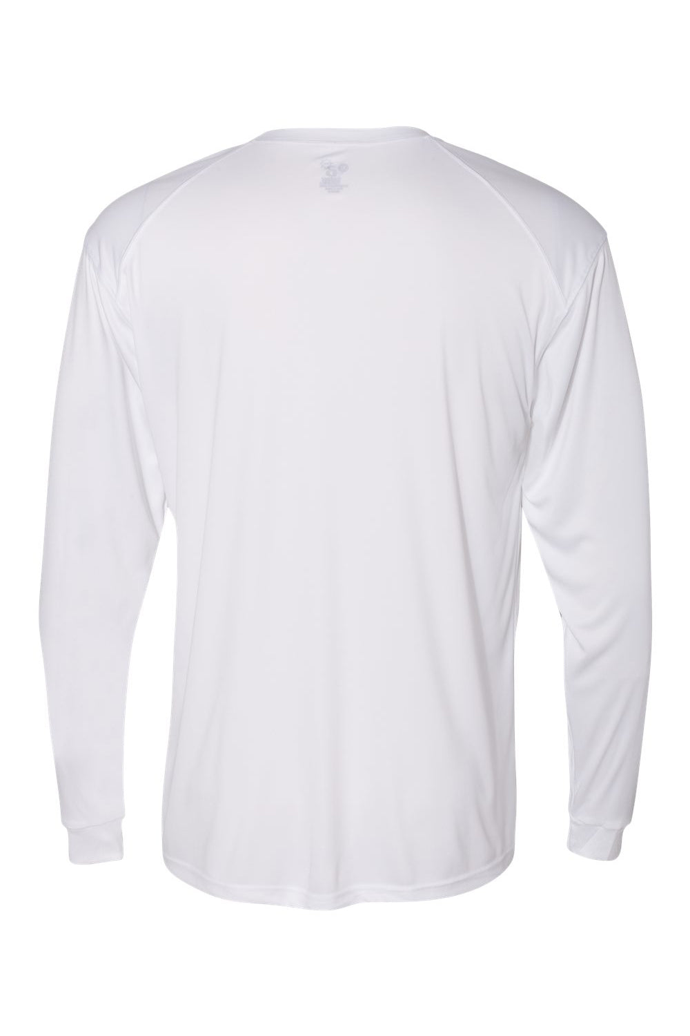 Badger 4004 Mens Ultimate SoftLock Moisture Wicking Long Sleeve Crewneck T-Shirt White Flat Back